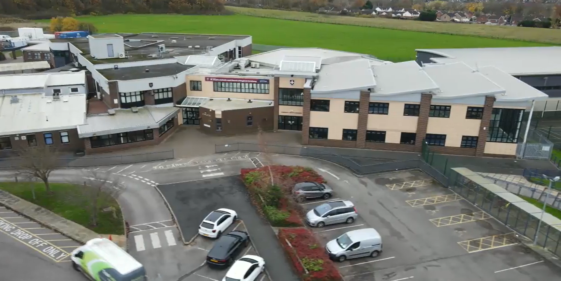 Drone shot of Blessed Carlo Acutis School's multiple buildings